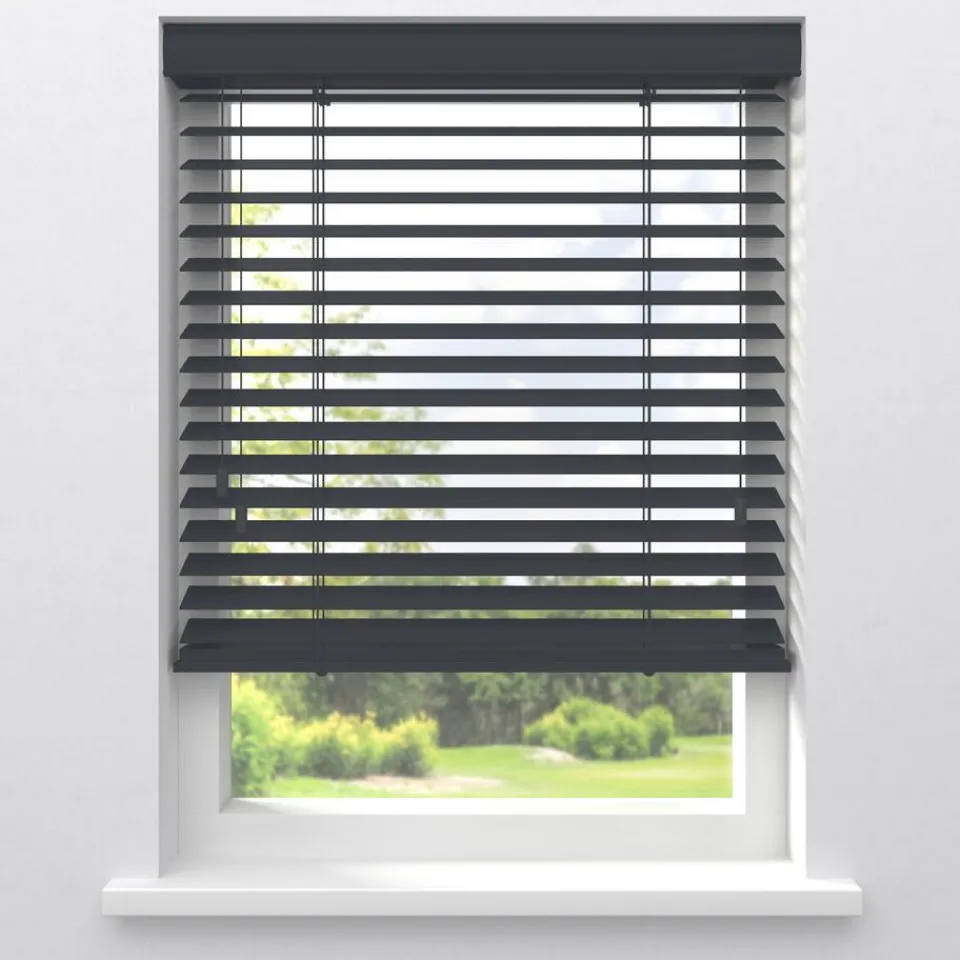 Fenstr Houten Jaloezie Theun Antraciet 65mm^ Jaloezieën|Houten Jaloezieën