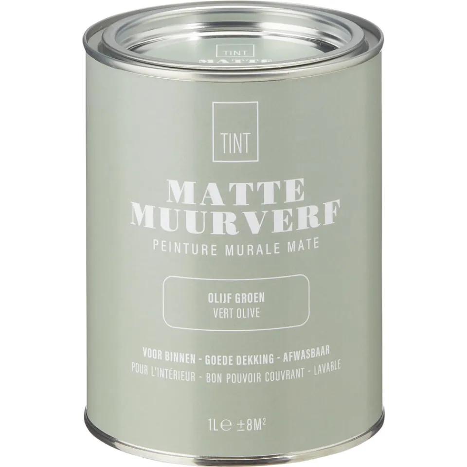 Muurverf Mat Olijf 1 l^ Muurverf